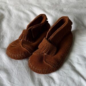 Brown Suede Minnetonka Kids Moccasins